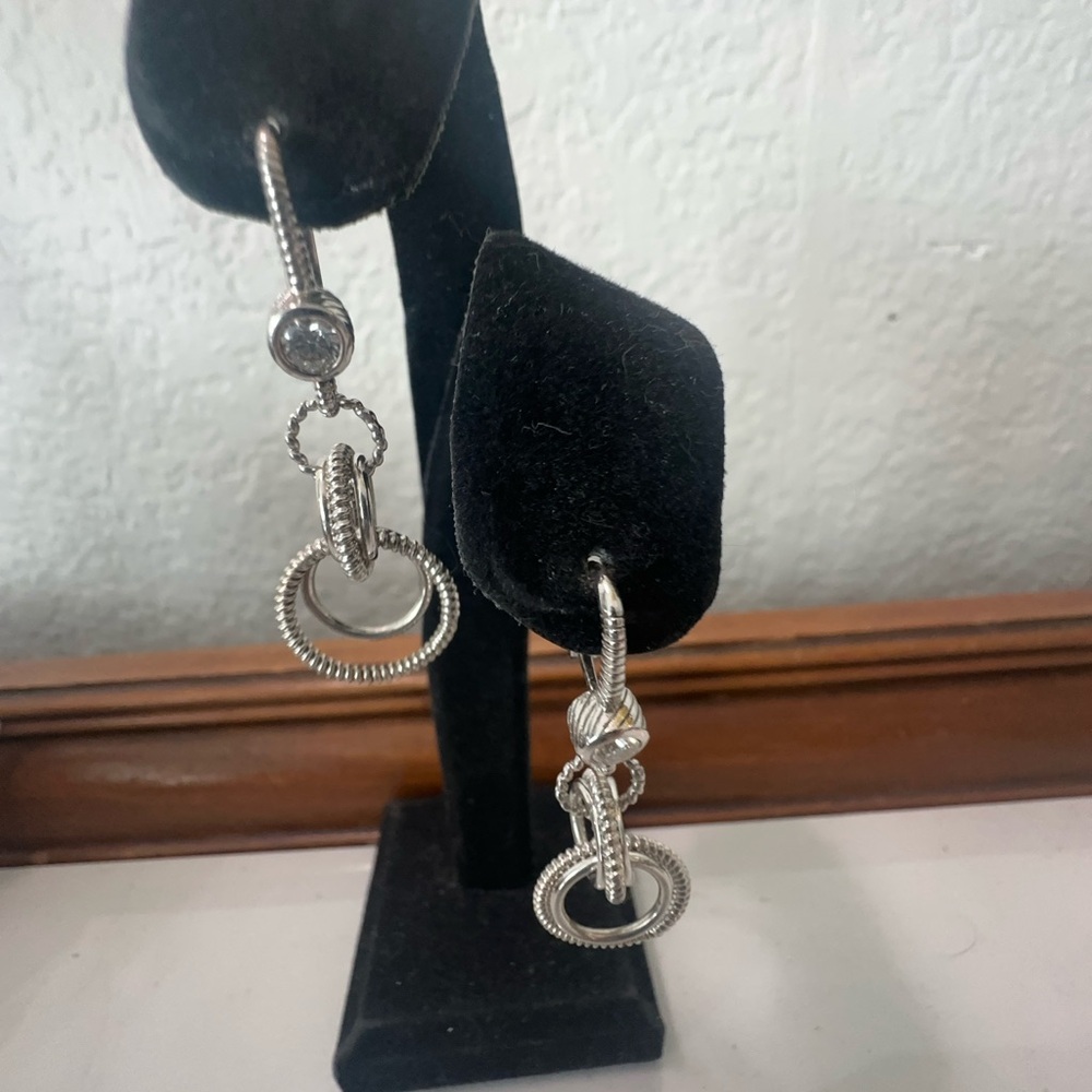 Judith Ripka Silver Loop Earrings - image 2